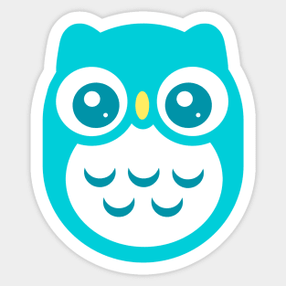 Blue Cute baby Owl Sticker